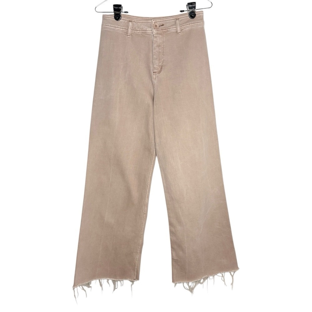 Miou Muse Wide Leg Denim Jeans Raw Hem Size M